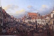 Bernardo Bellotto View of Cracow Suburb leading to the Castle Square oil on canvas